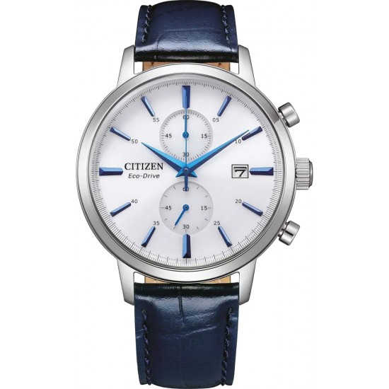 Citizen Eco-Drive Chronograph Blue Leather Strap CA7069-16A