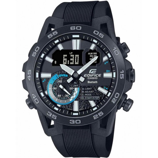 CASIO EDIFICE SMARTWATCH BLACK RUBBER STRAP ECB-40PB-1AEF