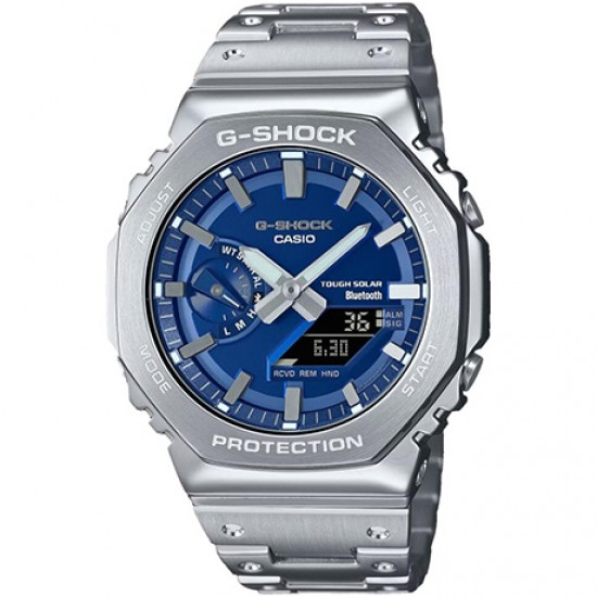 CASIO G-SHOCK TOUGH SOLAR ΜΕ ΜΠΛΕ ΚΑΝΤΡΑΝ ΚΑΙ ΜΠΡΑΣΕΛΕ GM-B2100AD-2AER