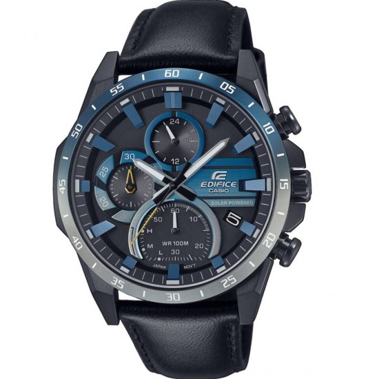 CASIO Edifice Solar με μαύρο δερμάτινο λουράκι EQS-940NL-1AVUEF